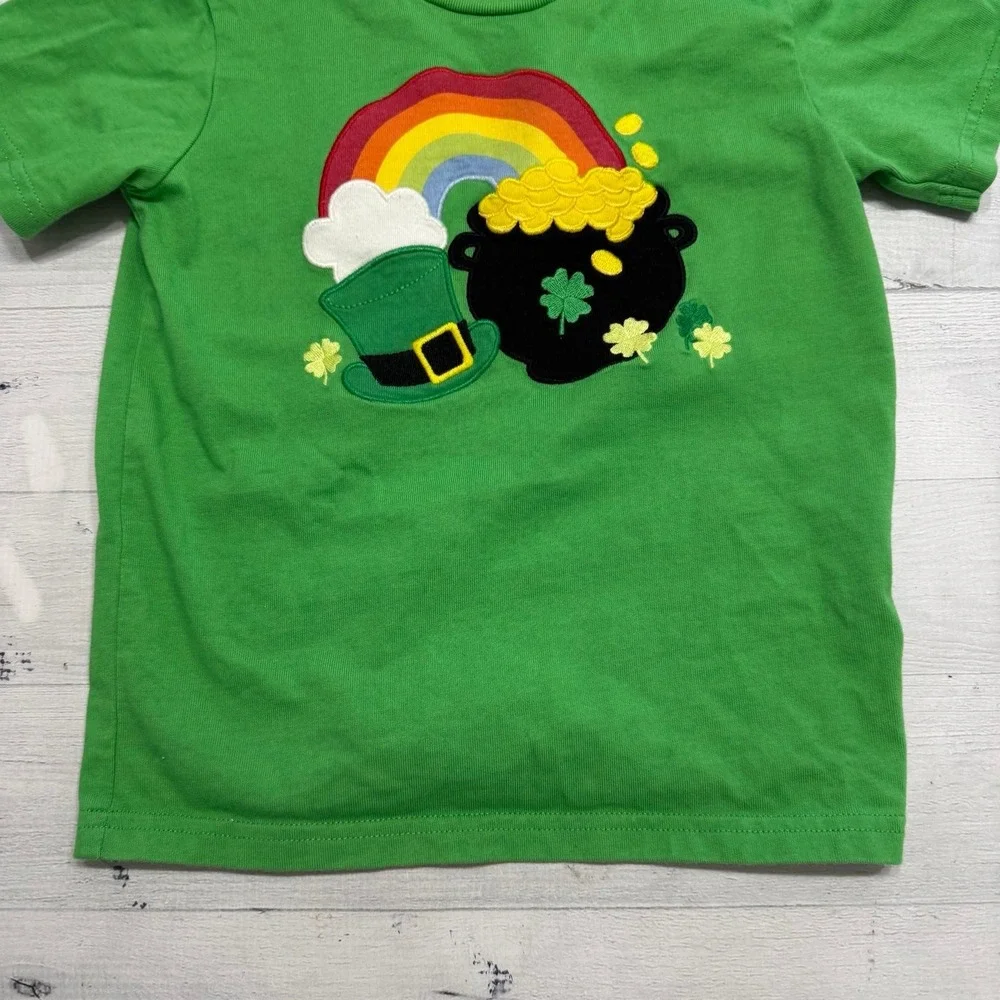 Gymboree kids at Patrick's day rainbow pot of‎ gold appliqué shirt 5T